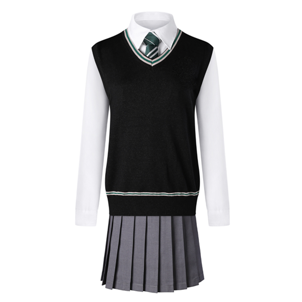 Slytherin Cosplay Costume for Adults, Women, Girls, and Kids – Wizard Magic Robe Halloween Carnival Outfit