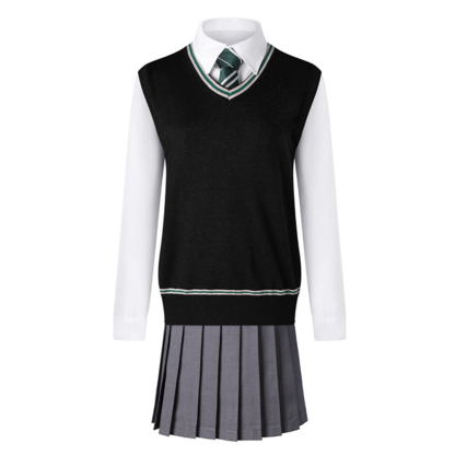 Slytherin Cosplay Costume for Adults, Women, Girls, and Kids – Wizard Magic Robe Halloween Carnival Outfit