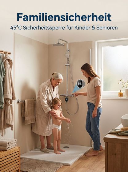 ⚡ Sekundenschnelles Heißwasser (3 Sek.) Intelligenter wasserdichter Duschkopf mit Temperaturanzeige