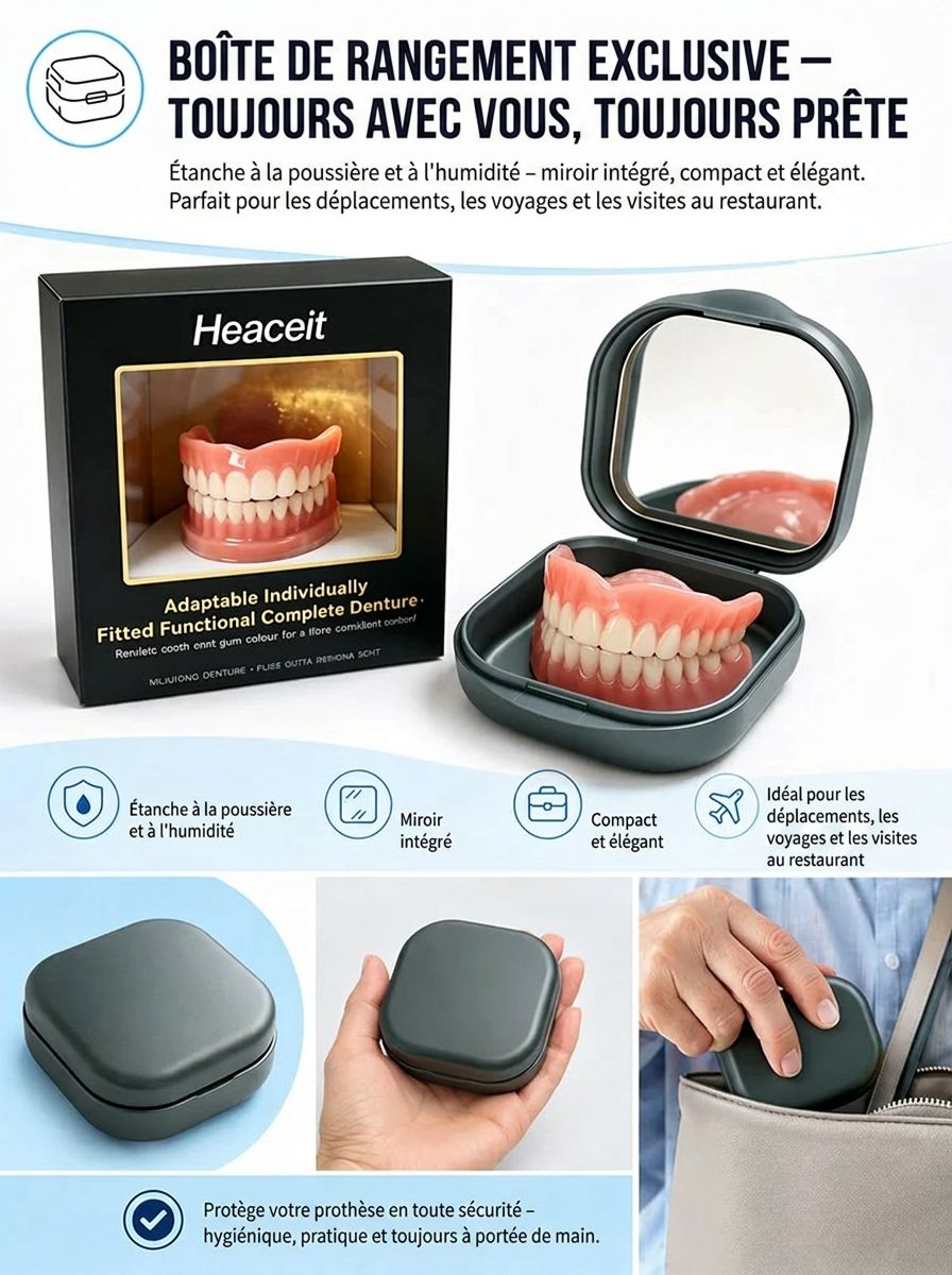 【Hergestellt in den USA, FDA-zertifiziert】Boîte portable pour prothèses dentaires