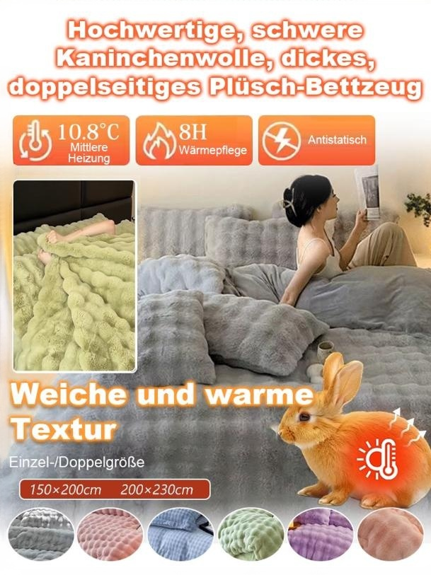 Bettwäsche aus doppelseitigem Kaninchenwolle-Plüsch