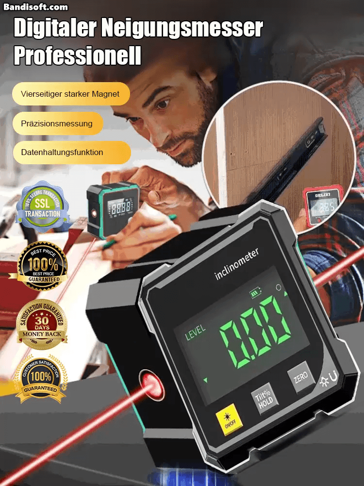【Wasserwaage + Winkelmesser + Positionierer】Starkes Magnet-Digitalanzeige-Neigungsmesser-Winkelmessgerät