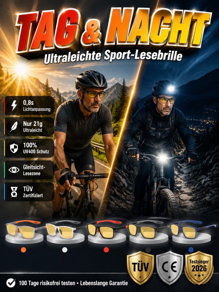 Ultraleichte Sport-Nachtlesebrille für Tag und Nacht