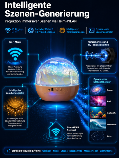 [360°-Drehung] Ocean & Galaxy Projektor: Ultra-HD 3D-Projektionstechnik für dein Zuhause & Auto – in nur 1 Sekunde ein echtes Aquarium!