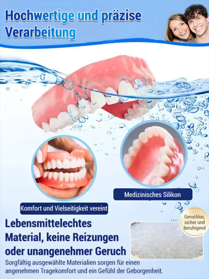 Natürlicher als echte Zähne! In 1 Sekunde angepasst, 48 Stunden tragbar. Medizinisches Patent: Schönheitsprothesen-Set