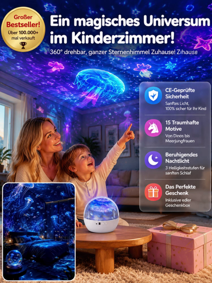 [360°-Drehung] Ocean & Galaxy Projektor: Ultra-HD 3D-Projektionstechnik für dein Zuhause & Auto – in nur 1 Sekunde ein echtes Aquarium!