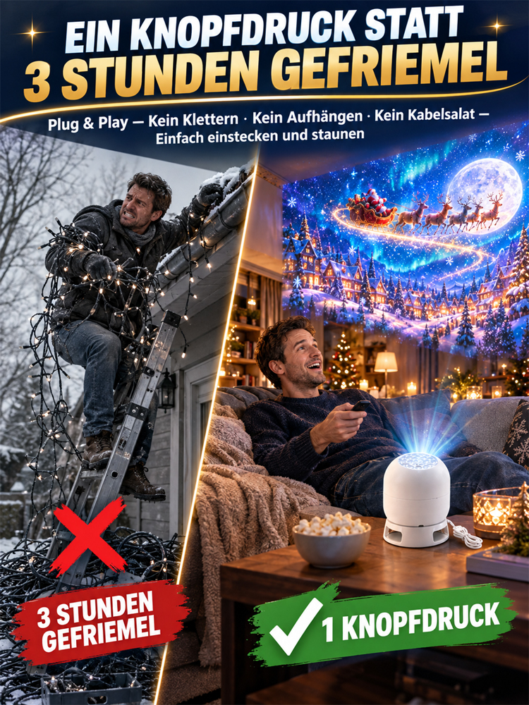 Festliche Dekorations-Projektionslampe für den Wohnbereich 🌟 Transformation in 1 Sekunde: Dein Raum als zauberhaftes Winterwunderland!