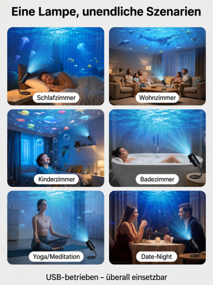 Comauo™ – Ozean & Sternenhimmelprojektor: Ultra-HD 3D-Hologrammprojektion. In nur 1 Sekunde haben Sie Ihr eigenes, täuschend echtes Aquarium!