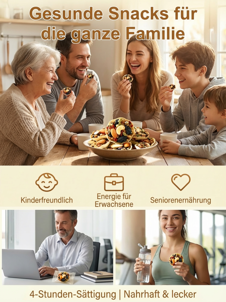 💯100% zuckerfrei & ölfrei – rein natürlich | California Golden Nut Knusperbecher -3-Schicht-Knusper