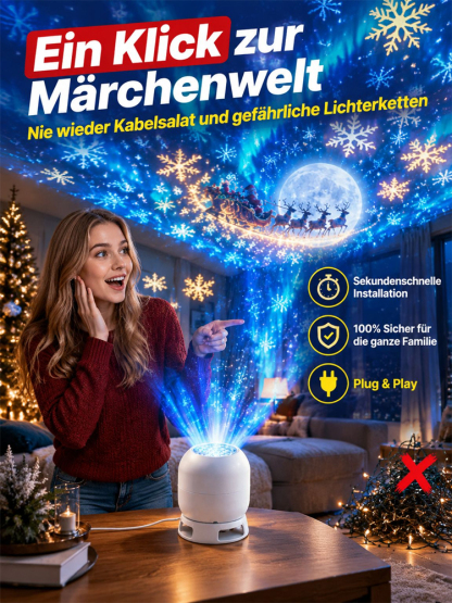 Festliche Dekorations-Projektionslampe für den Wohnbereich 🌟 Transformation in 1 Sekunde: Dein Raum als zauberhaftes Winterwunderland!