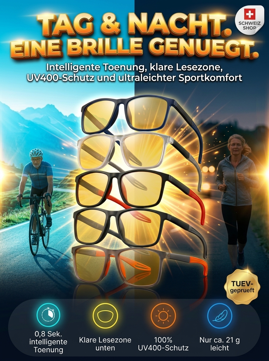 Ultraleichte Sport-Nachtlesebrille für Tag und Nacht