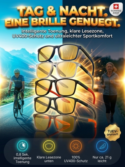 Ultraleichte Sport-Nachtlesebrille für Tag und Nacht