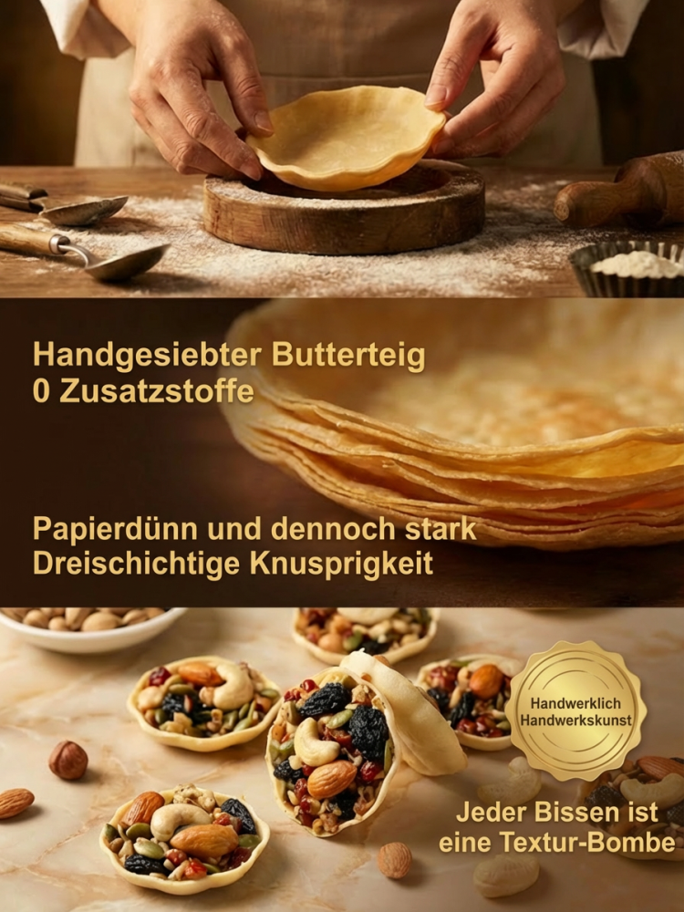 💯100% zuckerfrei & ölfrei – rein natürlich | California Golden Nut Knusperbecher -3-Schicht-Knusper