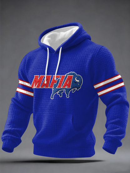 Men's Bills Mafia Football Fans Gameday Casual Checkered Hoodie