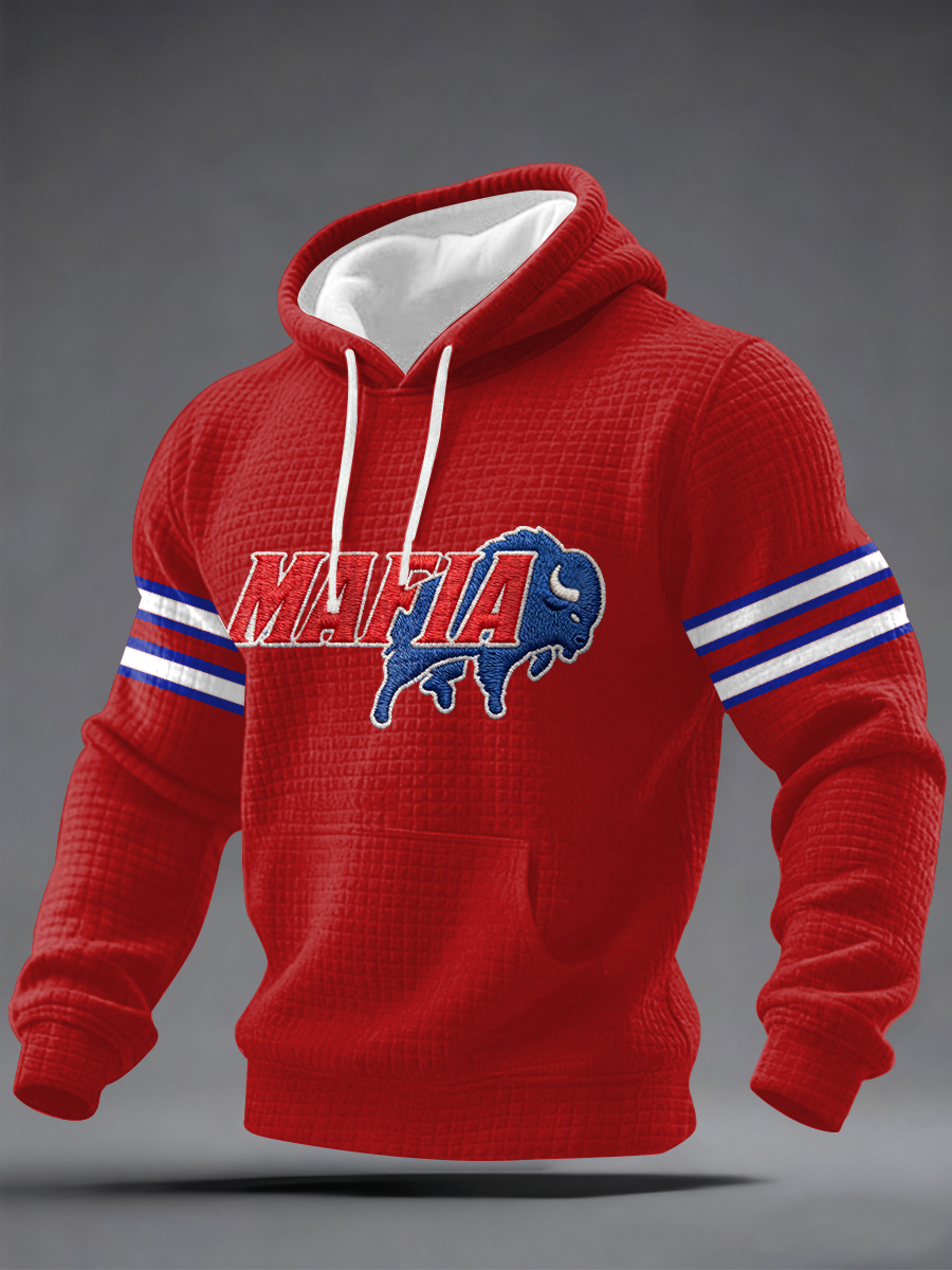 Men's Bills Mafia Football Fans Gameday Casual Checkered Hoodie