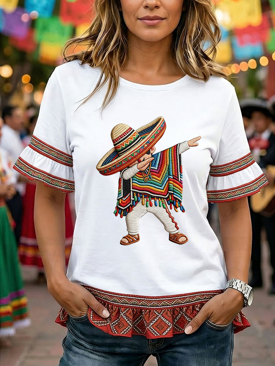 Women's Cinco de Mayo Print Casual T-Shirt