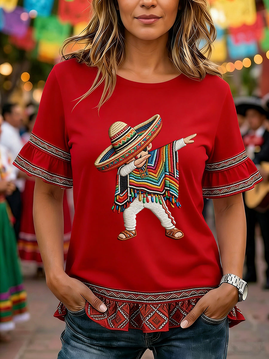 Women's Cinco de Mayo Print Casual T-Shirt