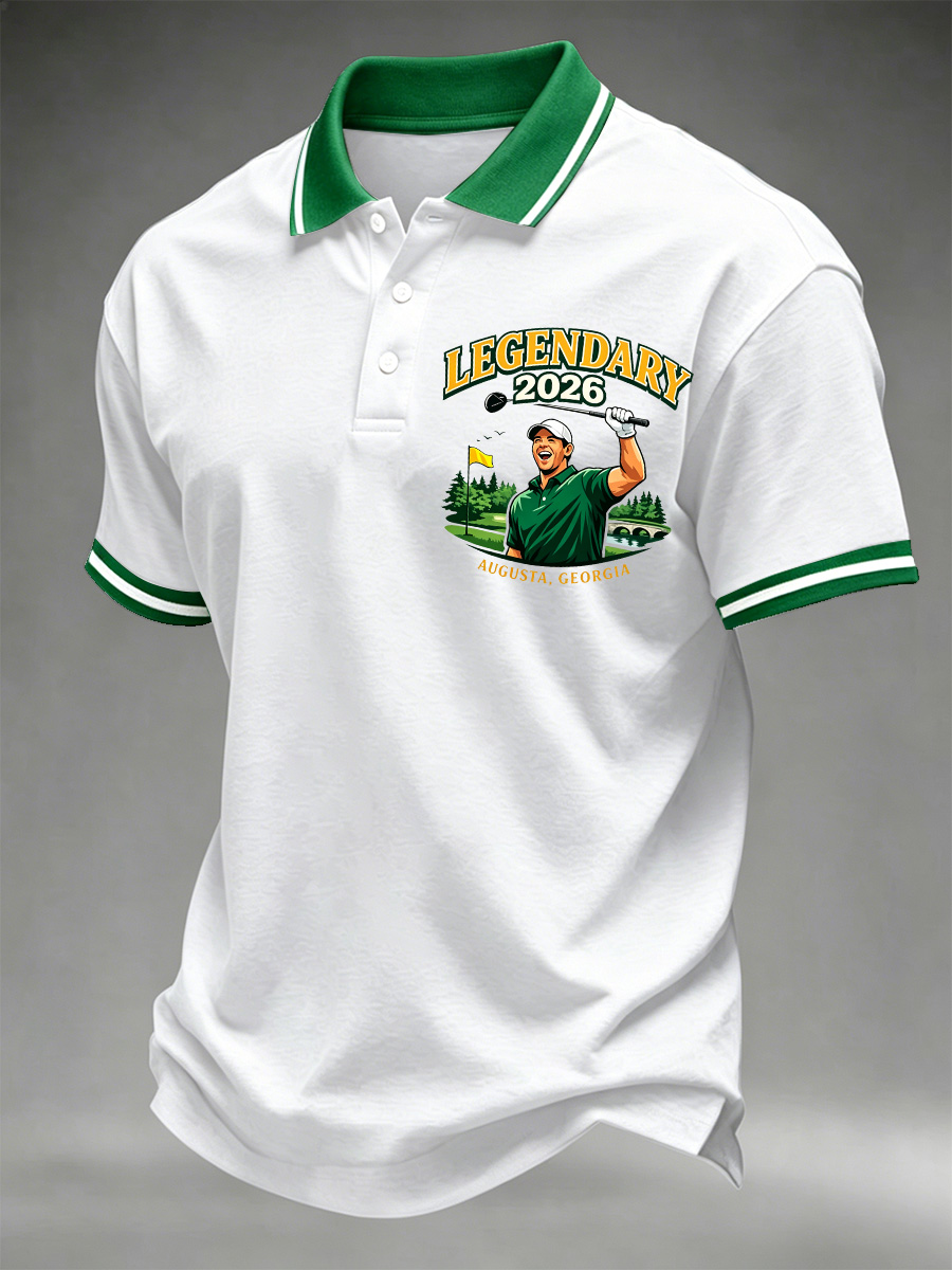 Men's 2026 Golf Champion Legend Rory McIlroy Print Casual Polo