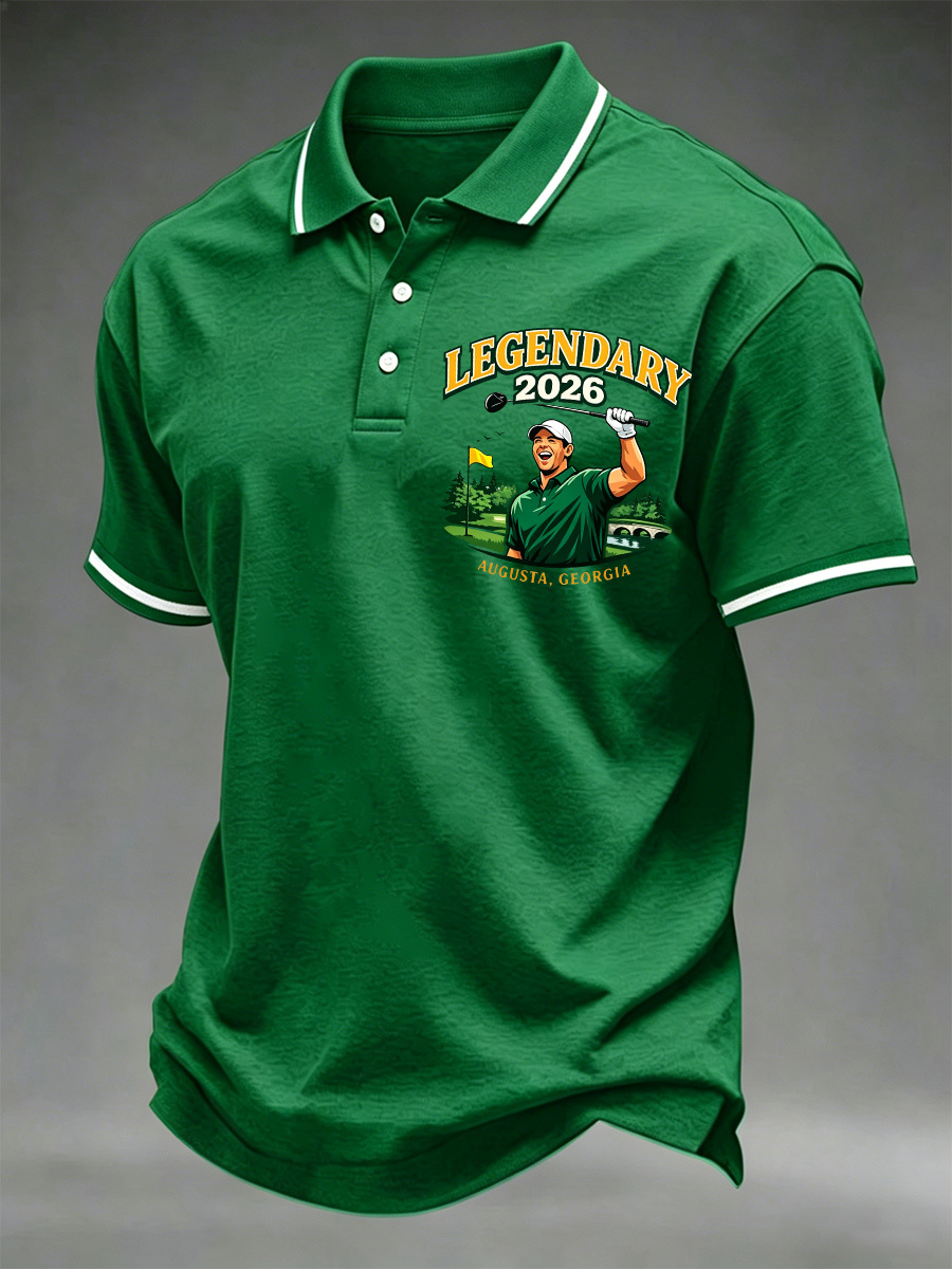 Men's 2026 Golf Champion Legend Rory McIlroy Print Casual Polo
