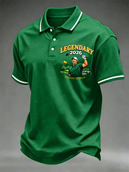 Men's 2026 Golf Champion Legend Rory McIlroy Print Casual Polo