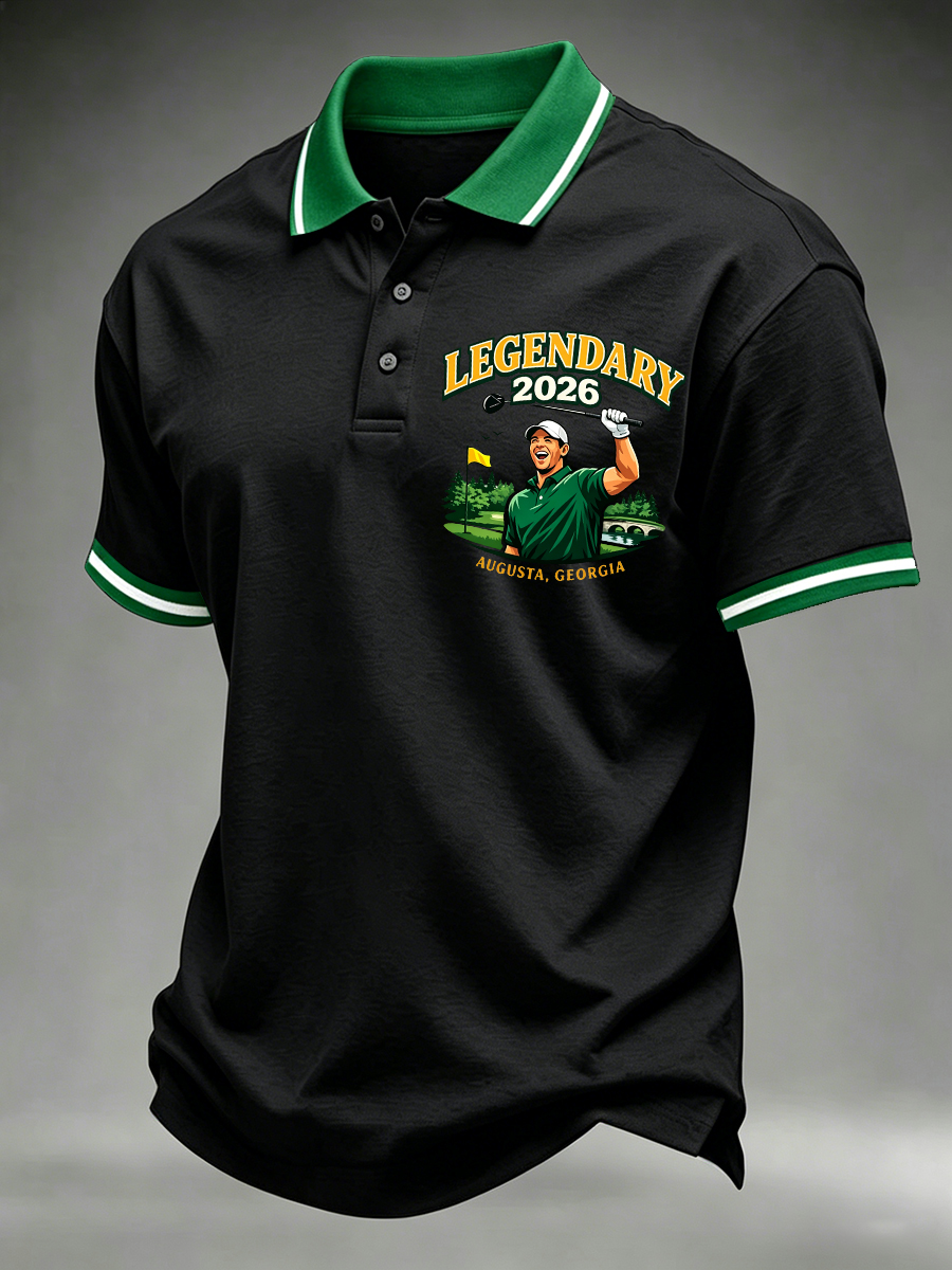 Men's 2026 Golf Champion Legend Rory McIlroy Print Casual Polo