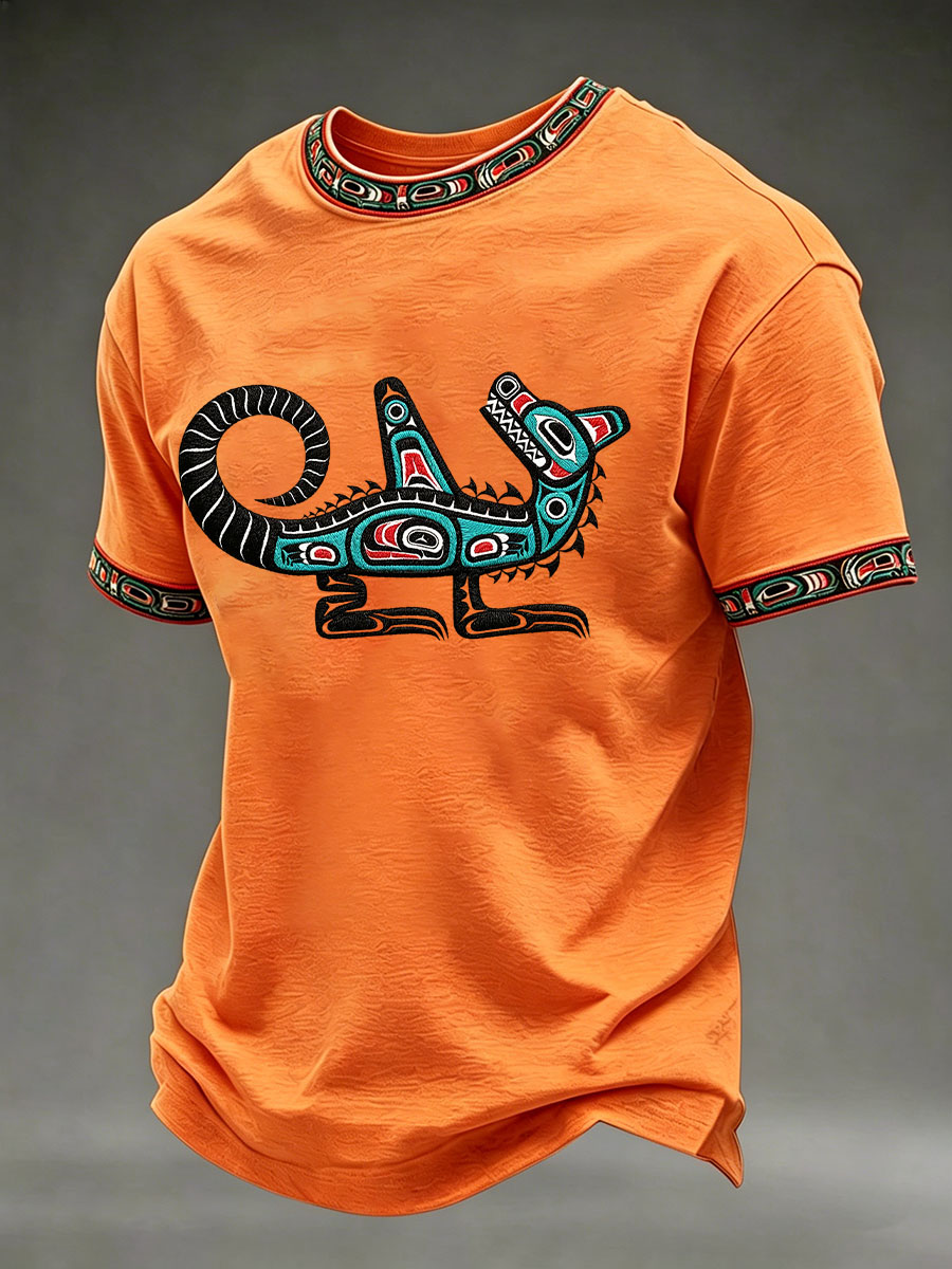 Men's Indigenous Totem Art Print Casual T-Shirt