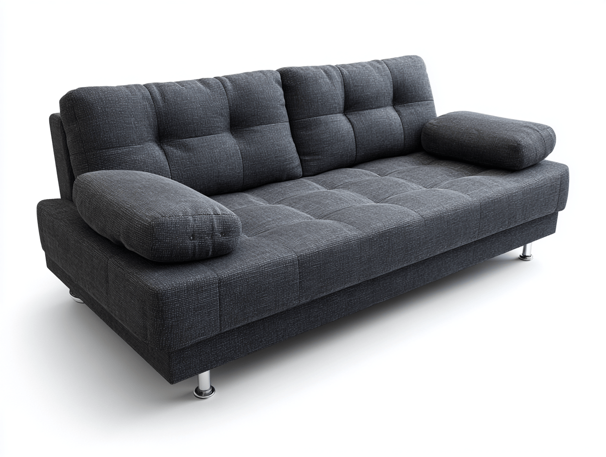 Canapé-lit en tissu 195×95×90 cm – gris foncé – design moderne avec accoudoirs coussinés et pieds métalliques-Shelterano