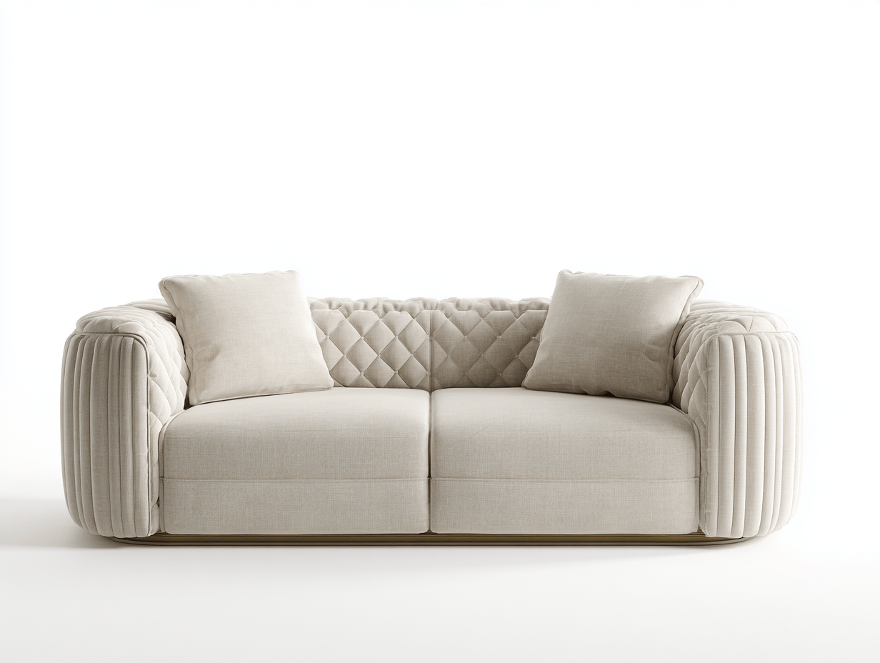 Canapé tissu 195×93 cm – beige clair – style moderne capitonné avec coussins-Shelterano