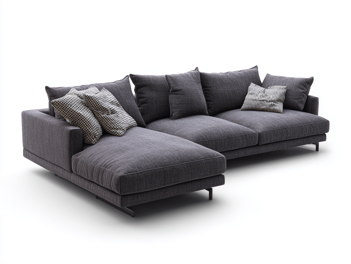 Canapé d’angle méridienne tissu 270×200 cm – gris anthracite – avec coussins décoratifs-Shelterano