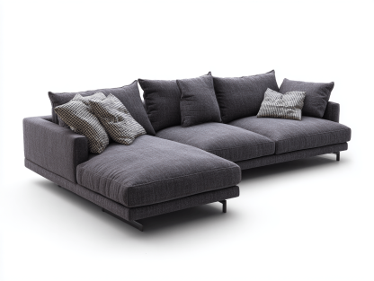 Canapé d’angle méridienne tissu 270×200 cm – gris anthracite – avec coussins décoratifs-Shelterano