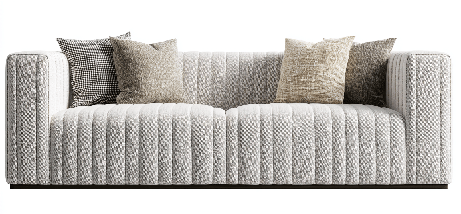 Canapé tissu 220×95 cm – gris clair – style moderne avec coussins-Shelterano