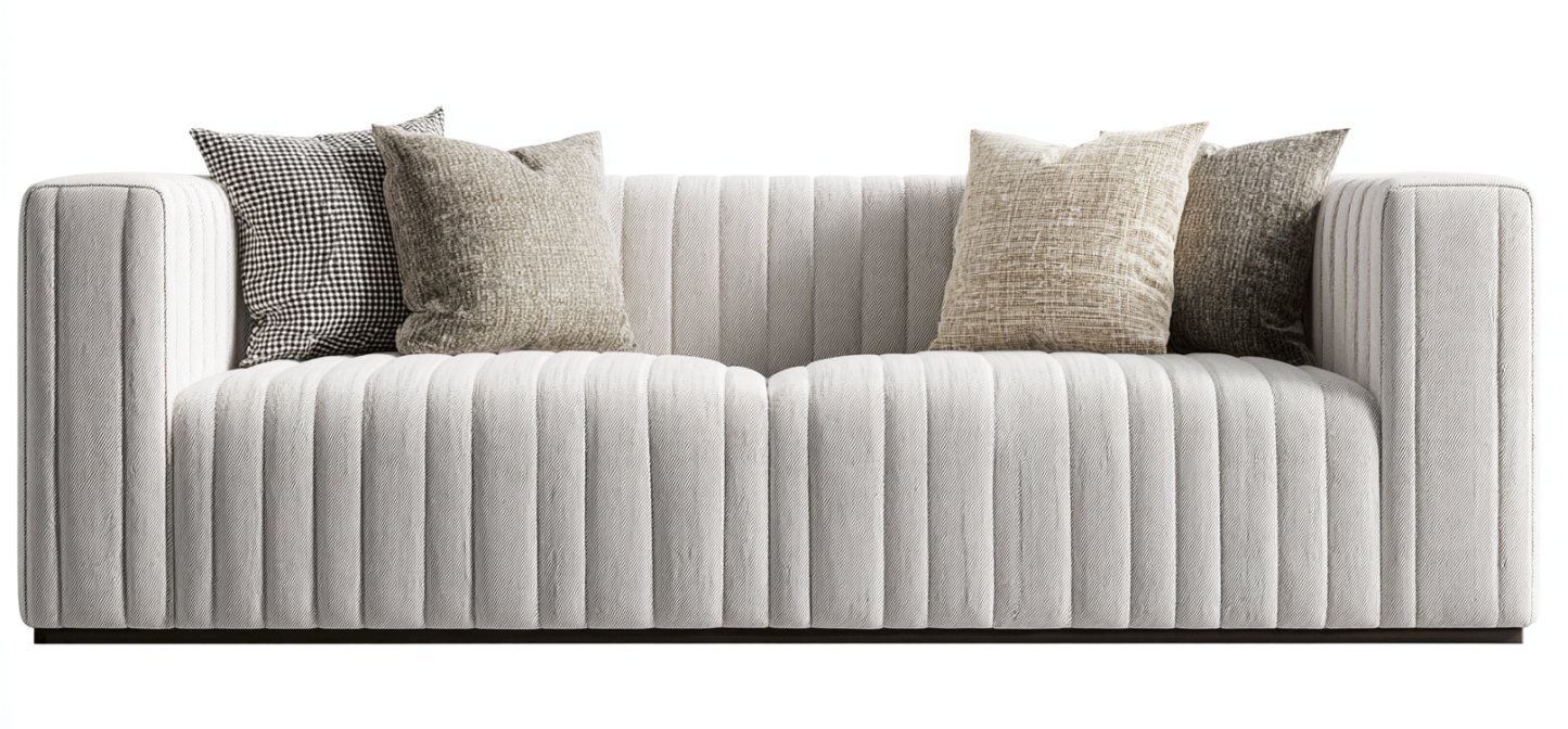 Canapé tissu 220×95 cm – gris clair – style moderne avec coussins-Shelterano