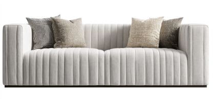 Canapé tissu 220×95 cm – gris clair – style moderne avec coussins-Shelterano