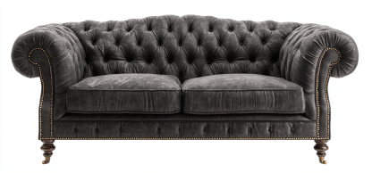 Canapé tissu 3 places 215×95×85 cm – velours gris anthracite – style Chesterfield capitonné-Shelterano
