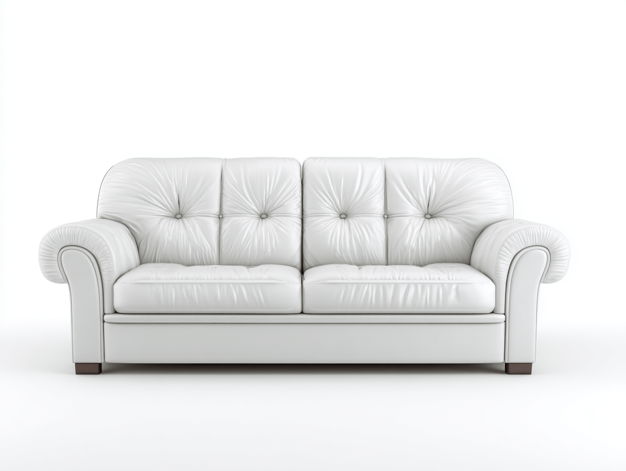 Canapé simili cuir 190×90 cm – blanc – style classique capitonné avec accoudoirs arrondis-Shelterano