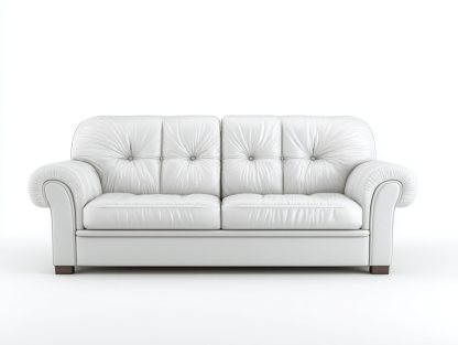 Canapé simili cuir 190×90 cm – blanc – style classique capitonné avec accoudoirs arrondis-Shelterano