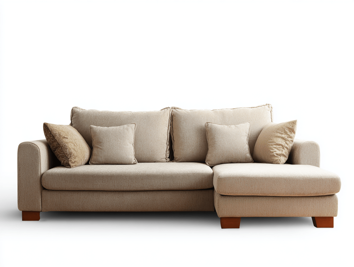 Canapé d’angle en tissu 280×160 cm – beige – avec coussins – style moderne-Shelterano