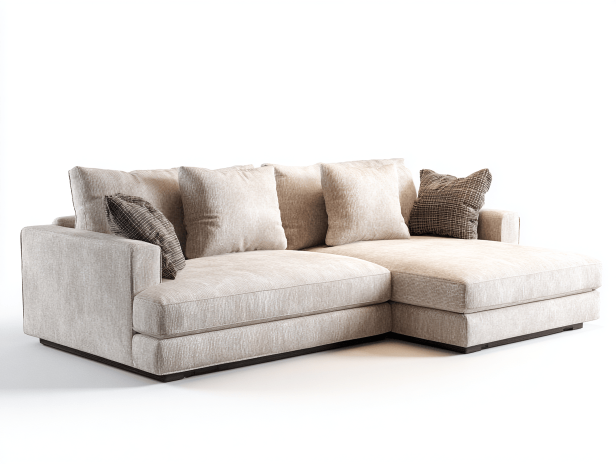 Canapé d’angle en tissu 270×160 cm – beige – design contemporain avec coussins-Shelterano