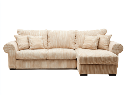 Canapé d’angle en tissu côtelé 280×160 cm – beige – avec coussins – style contemporain-Shelterano