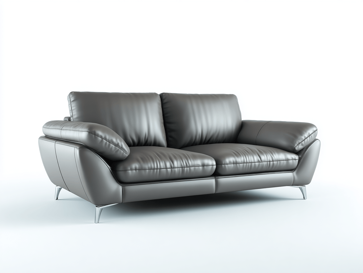 Canapé simili cuir 200×95 cm – gris – style contemporain avec accoudoirs larges-Shelterano