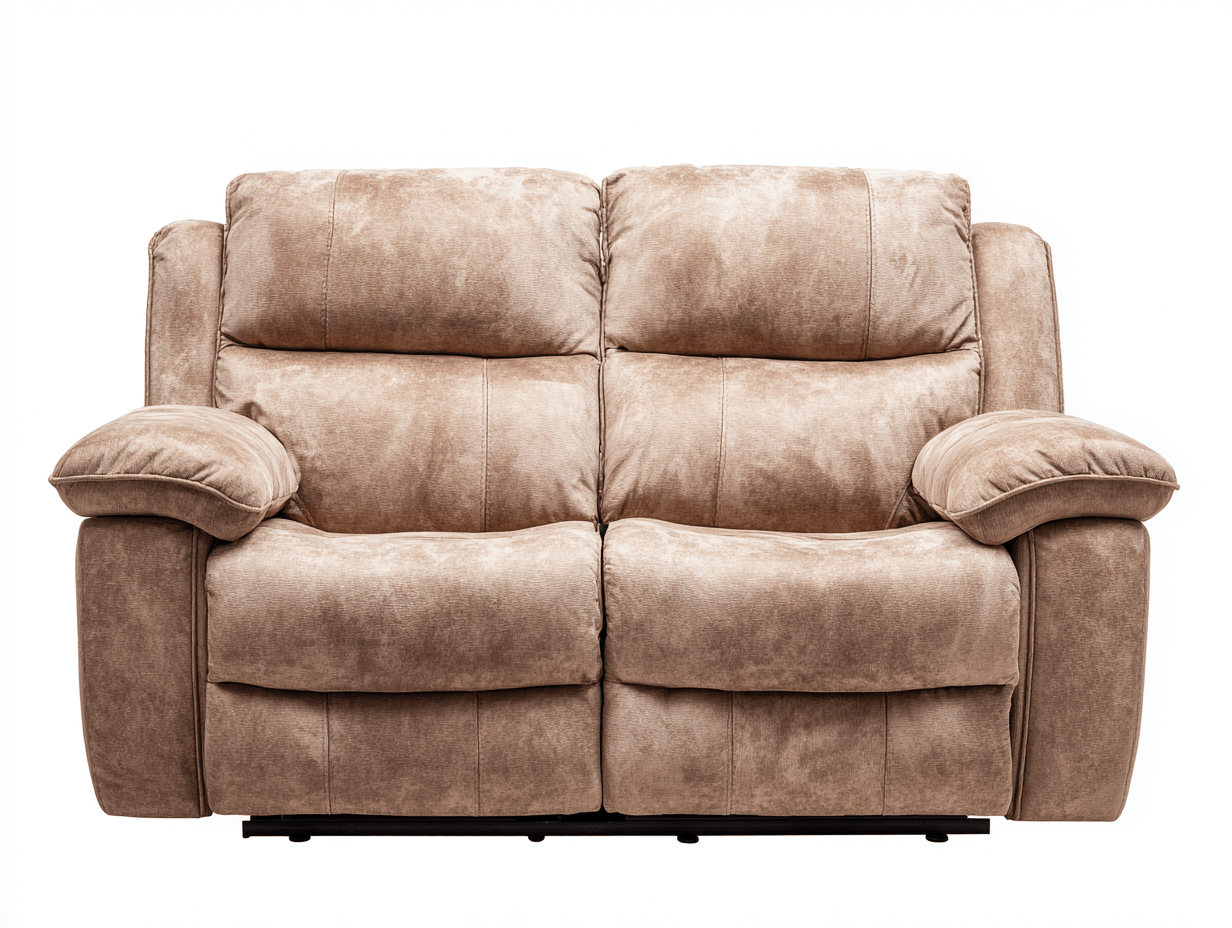 Canapé 2 places en simili cuir 160×95×100 cm – beige sable – assise rembourrée et accoudoirs moelleux-Shelterano