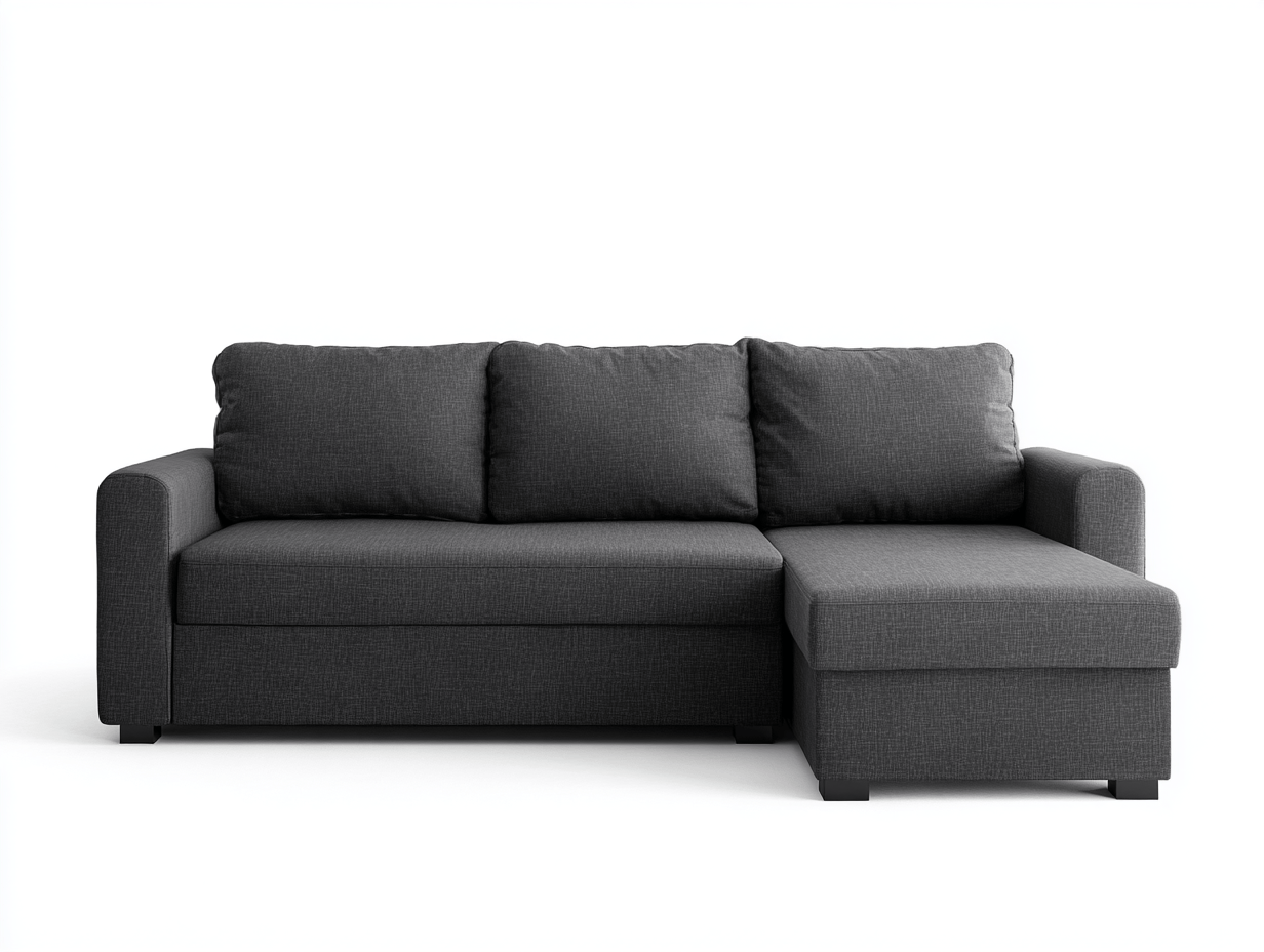 Canapé d’angle en tissu 250×155 cm – gris foncé – style moderne avec méridienne compacte-Shelterano