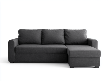Canapé d’angle en tissu 250×155 cm – gris foncé – style moderne avec méridienne compacte-Shelterano