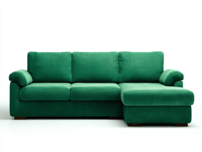 Canapé d’angle – tissu vert 265×170 cm – design contemporain avec accoudoirs rembourrés-Shelterano
