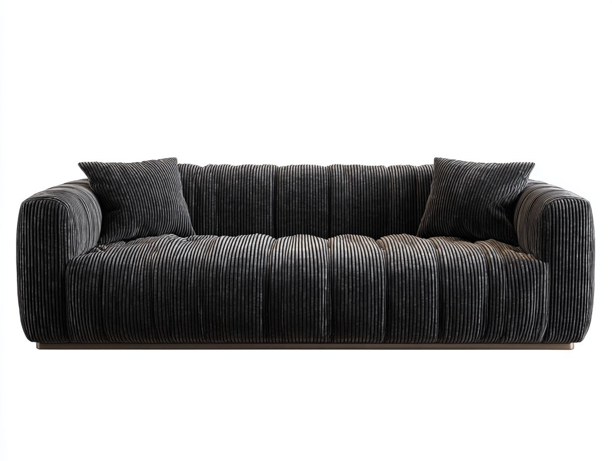 Canapé tissu 2 places 190×95×75 cm – noir – design moderne côtelé-Shelterano