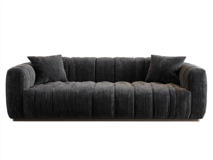 Canapé tissu 2 places 190×95×75 cm – noir – design moderne côtelé-Shelterano