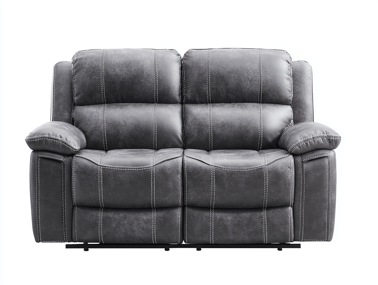 Canapé simili cuir inclinable 2 places 160×95×100 cm – gris – design contemporain avec coutures contrastées-Shelterano