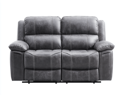 Canapé simili cuir inclinable 2 places 160×95×100 cm – gris – design contemporain avec coutures contrastées-Shelterano