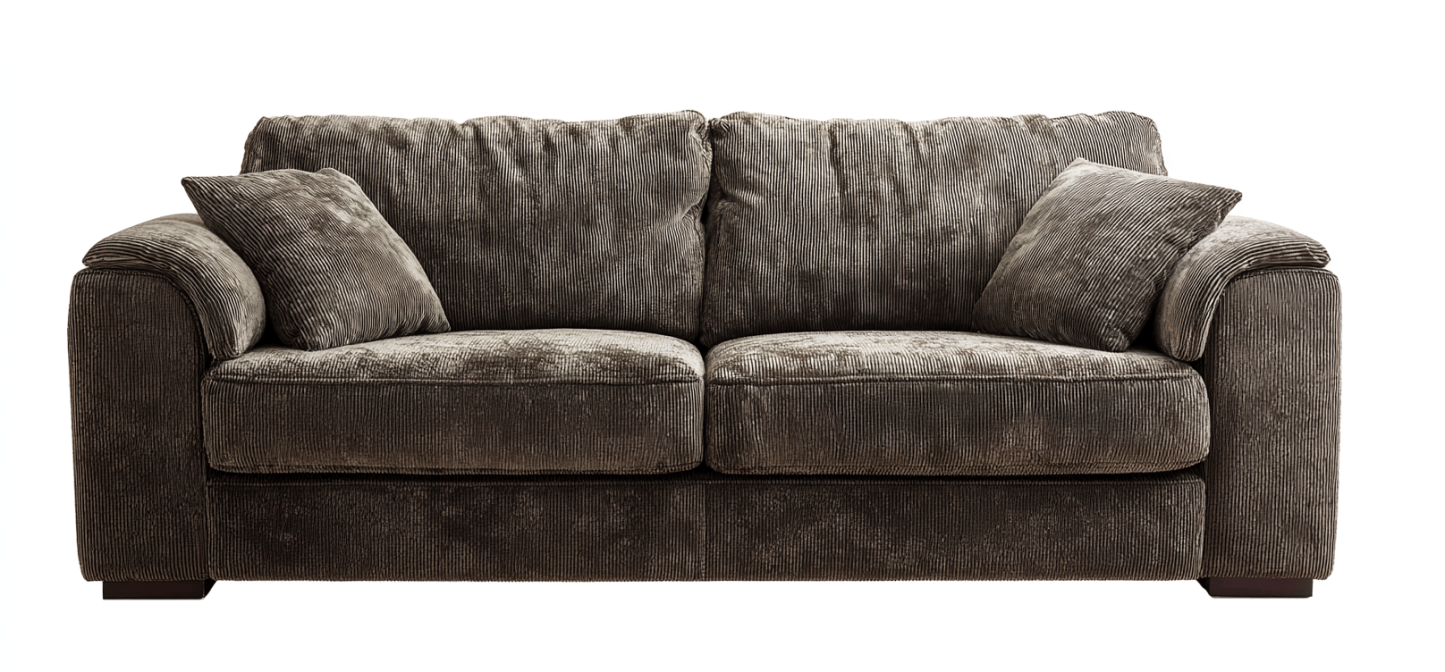 Canapé tissu 3 places 210×95×88 cm – velours côtelé brun – style moderne confortable-Shelterano