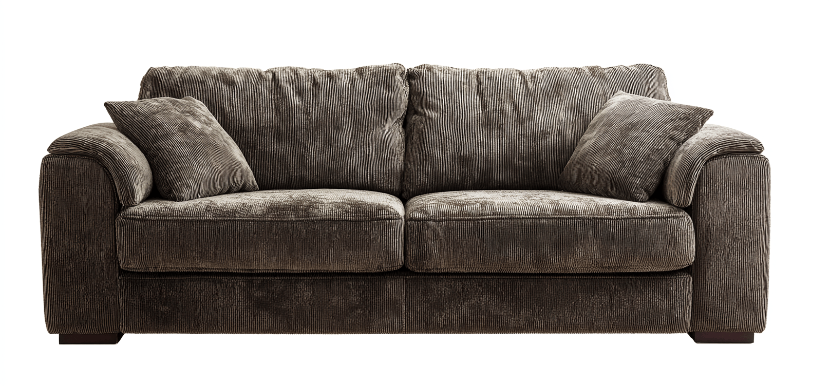 Canapé tissu 3 places 210×95×88 cm – velours côtelé brun – style moderne confortable-Shelterano